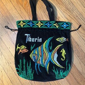 COLORFUL VINTAGE WOMENS FULLY BEADED HAND BAG TROPICAL SEA THEME